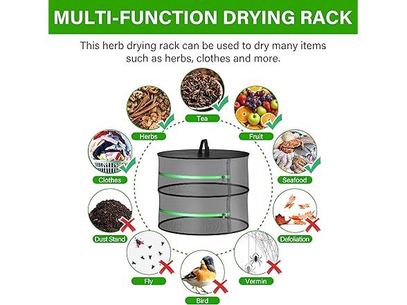 YSSOA Herb Drying Rack Hanging 2 Layer 24''