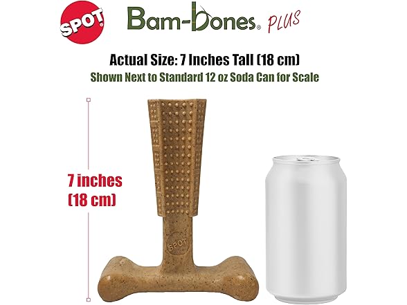 SPOT Bam-Bones Plus Coffee Wood T-Bone Dog Chew Toy