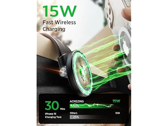 ACMEZING 15W Magsafe Car Mount Charger