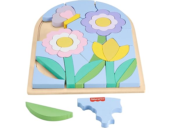 Fisher-Price Wood Preschool Toy Flower Puzzle Blocks