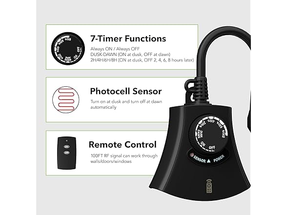 HBN Outdoor Light Timer Waterproof 1875W 15A 1/2HP