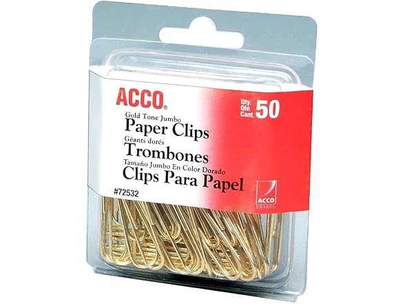 ACCO Brands Paper Clips, Metal Wire, Jumbo, 1 3/4,
