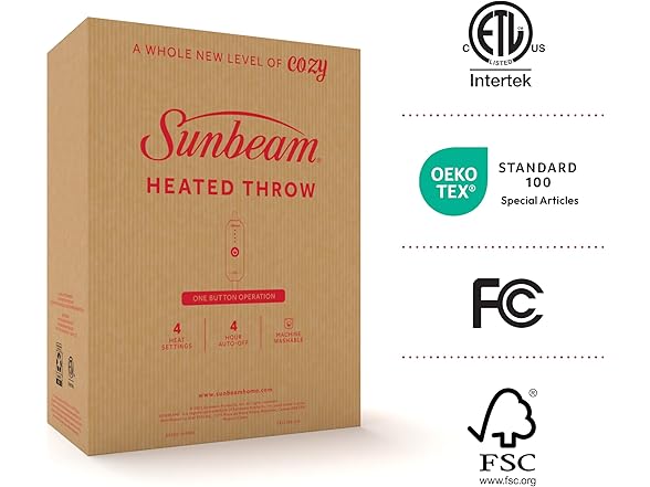 Sunbeam Heated Faux Fur Throw Blanket