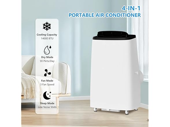 DrawVibe 14,000 BTU Portable Air Conditioner Cool