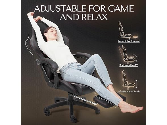 Dowinx Big & Tall Vintage Gaming Chair Black
