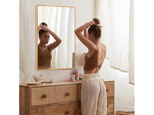 NeuType Wall-Mounted Mirror,Gold 36"x24"