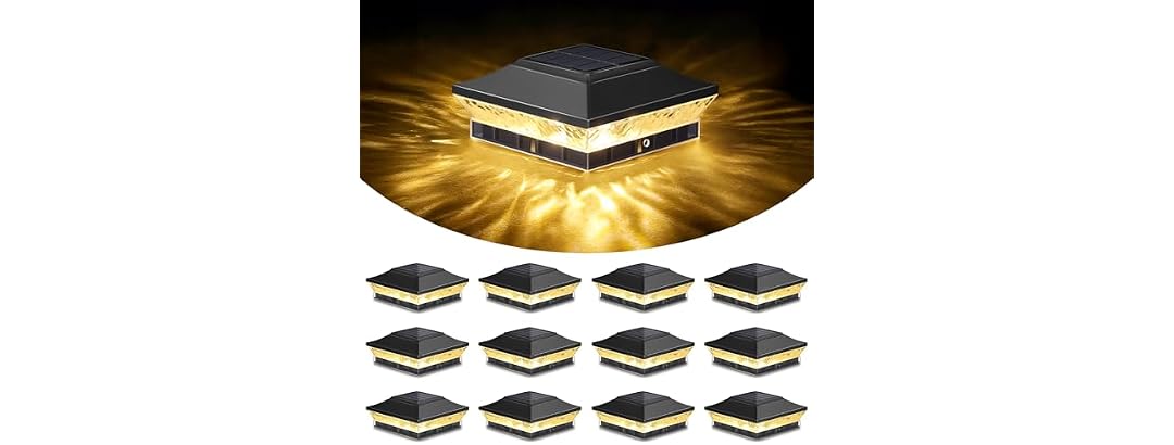 Brightever 4x4 3.5x3.5 Solar Post Cap Lights 12-Pack Black