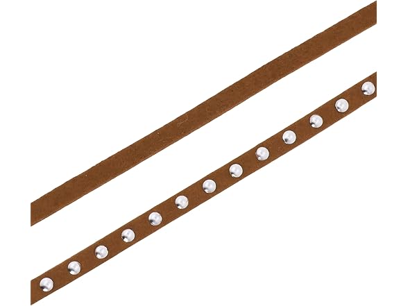 Mandala Crafts Brown Silver Tone Rivet Studded Faux Suede Cord