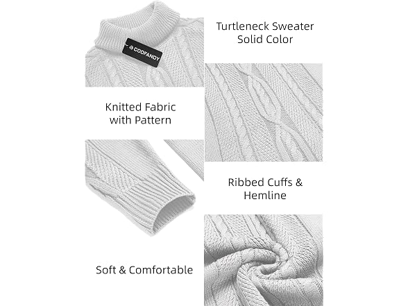 Coofandy Men (L) Slim Turtleneck Sweater Sweaters