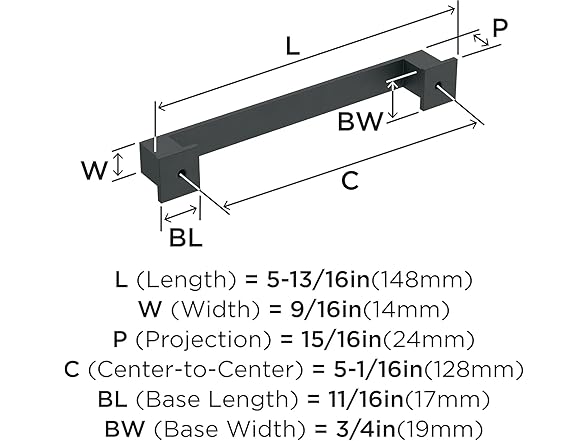 Amerock | Cabinet Pull | Matte Black | 5-1/16 inch