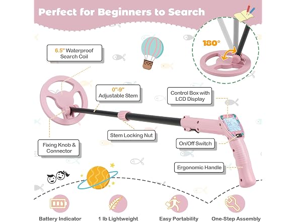 Costzon Kids Metal Detector Pink