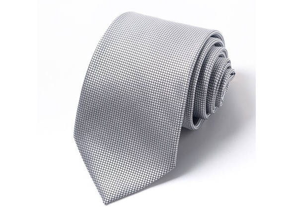 Formal Men’s Necktie - Metallic Silver Grid