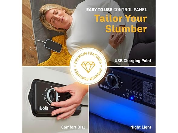 Huddle Air Bed, Inflatable Mattress, Built-In Pump