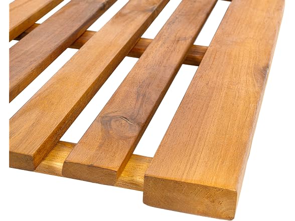 JONATHAN Y Acacia Wood Slat Bath Mat 2x2
