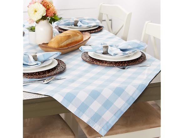 DII Buffalo Check Tablecloth 60x120 Lt Blue