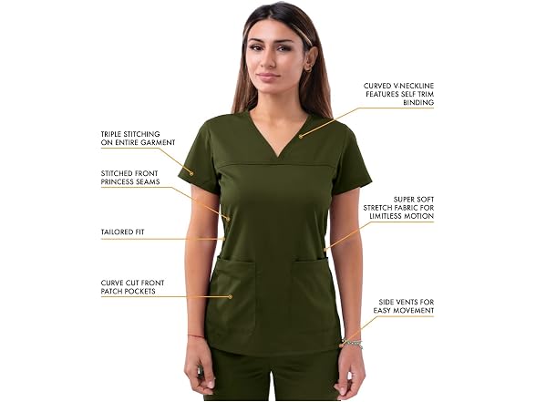 Adar Medical Uniforms Women (L) Adar Scrubs Olive