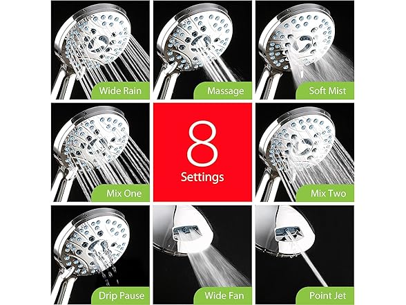 High Pressure 8-Mode Shower Head