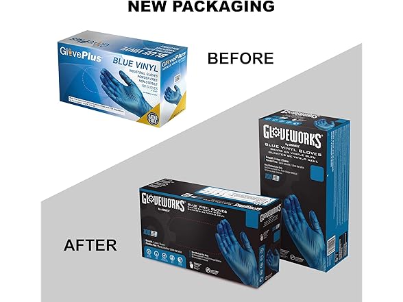 GLOVEWORKS Blue Vinyl Gloves, 1000ct, Large