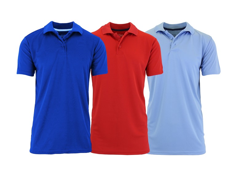 GBH WC-----(New 3PK) / MPK-610 / RY-RD-LB / S Small 3Pk Mens S/S Performance Polo Royal - Red - Light Blue