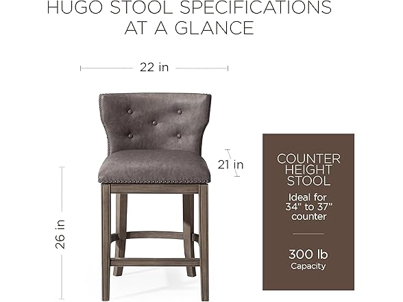 Maven Lane Hugo Counter 26" Stool