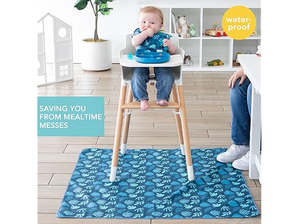 Bumkins Baby Splat Mat, Blue Tropic