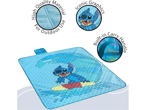 Disney Stitch Surf Kids Travel Mat for Indoor/Outdoor Use