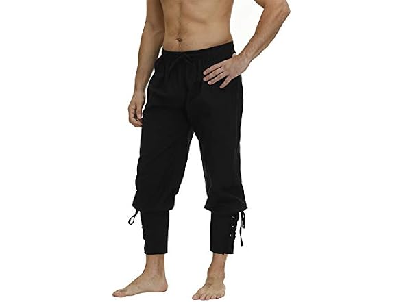 Zhitunemi Men's (3X) Viking Pirate Pants Black