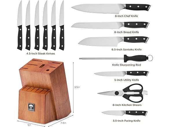 14-Piece Kitchen Knife Set w/ Oak Block
