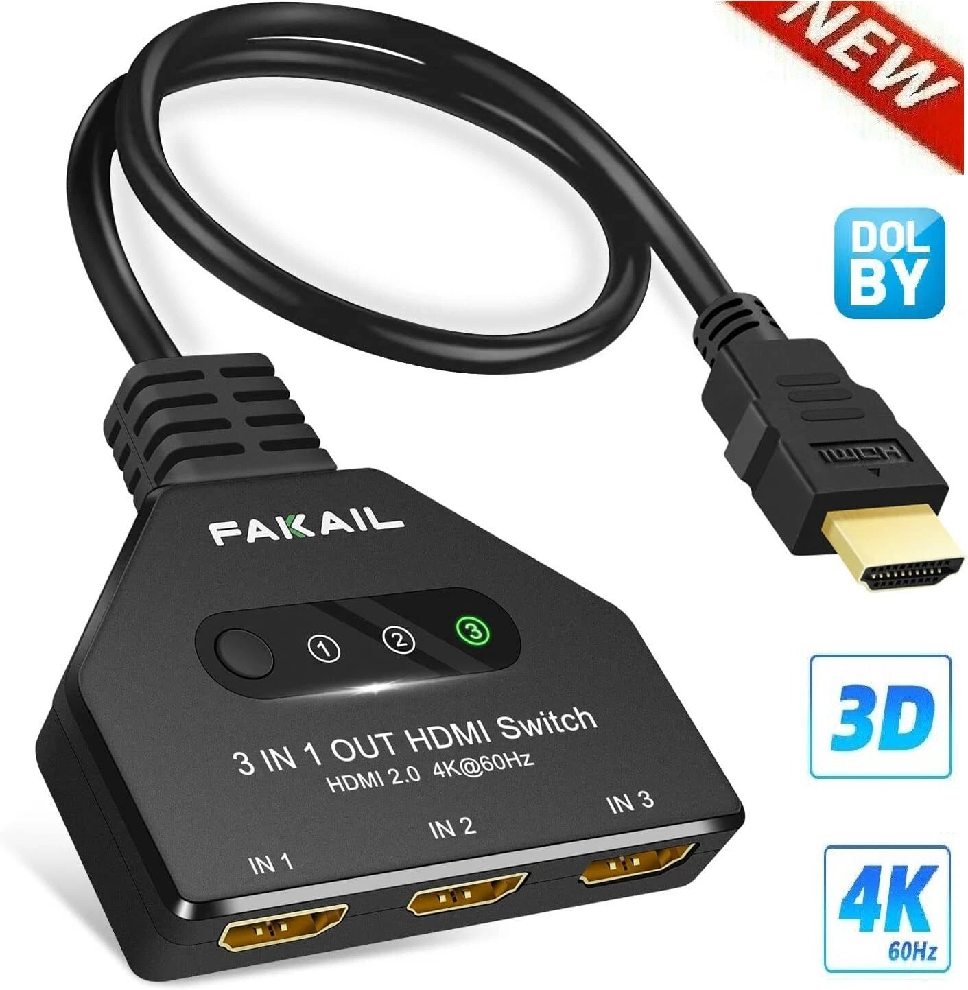 4K HDMI Switch 3 in 1 Out 3 Port HDMI - Gallery 7