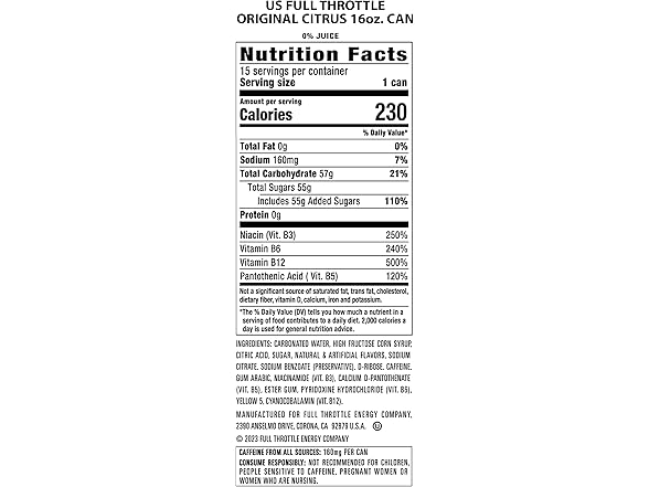 15PK Full Throttle Citrus: Hard-Working Energy Drink