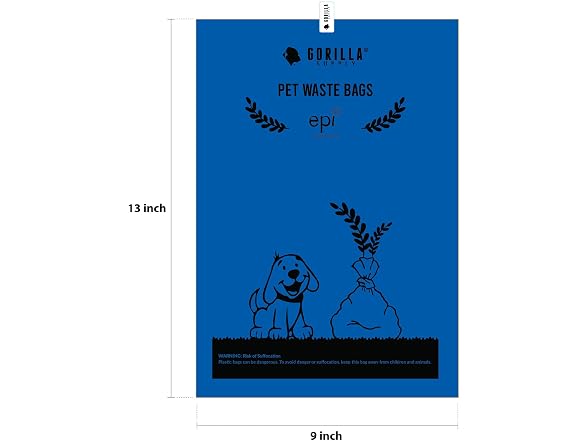 Gorilla Supply 60 Blue Pet Poop Waste Ba wit