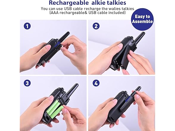 (2 PACK) Fvamom Rechargeable Long Range Walkie Talkies