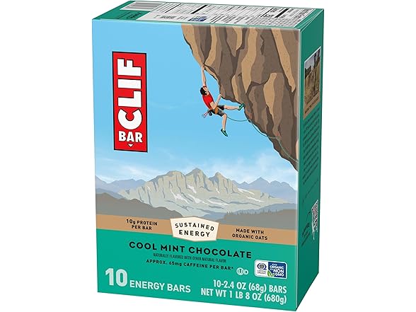 10PK CLIF BAR Energy Protein Bars Cool Mint Chocolate