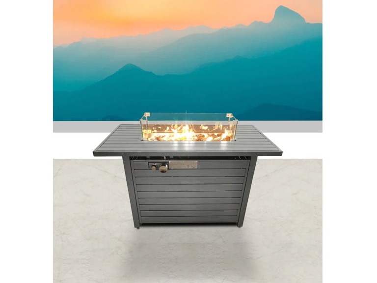 Vannida Rectangle Steel Propane Smokeless Fire Pit Table with Hidden Fuel Tank