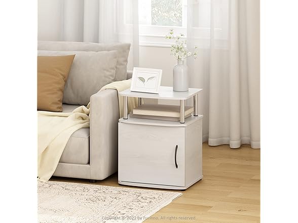 Furinno Jaya End Side Sofa Table/Nightstand with Door, 2PK