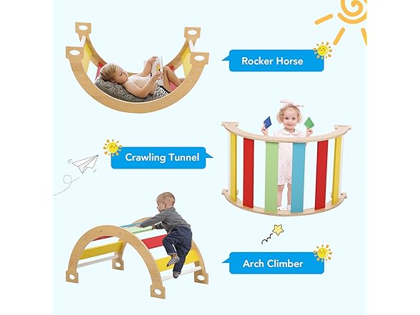 Hipicute 3 In 1 Wooden Climbing Toys