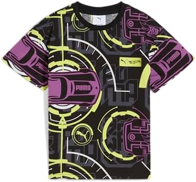 PUMA Boys' Hot Wheels Relaxed Cotton Graphic T-Shirt, Black