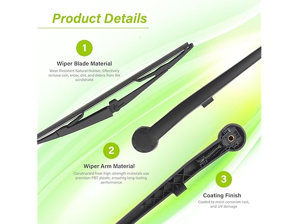 LKK LKK Rear Windshield Wiper Arm Blade As