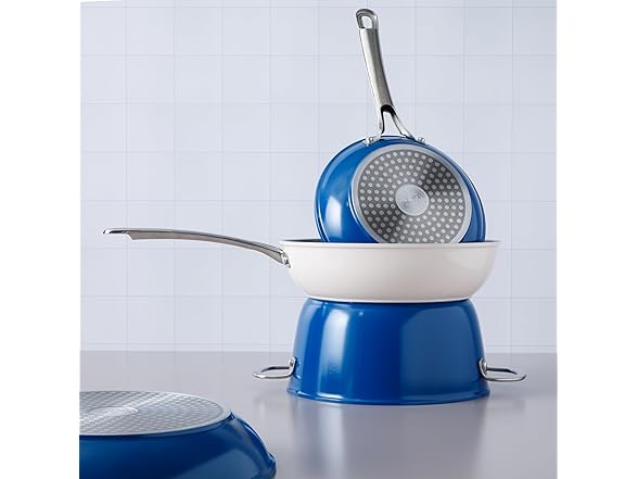 Sur La Table 10 Piece Titanium Ceramic Nonstick Set, Blue