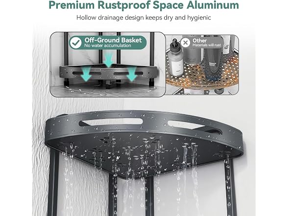 Binecer Corner Shower Caddy Standing, 3-Tier