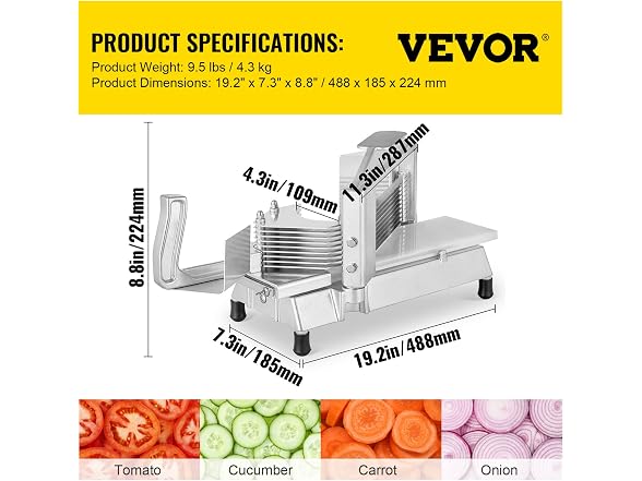 VEVOR Commercial Tomato Slicer, 1/4