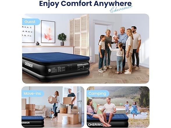 CHERIMOR Queen Air Mattress with Built in Pump