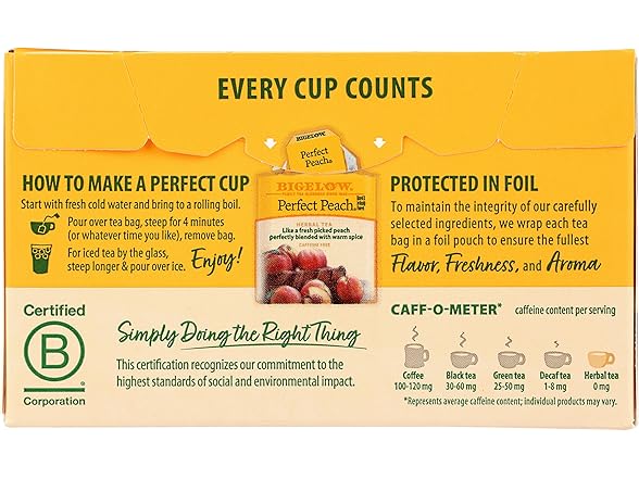 Bigelow Perfect Peach Tea Bags, 20 ct