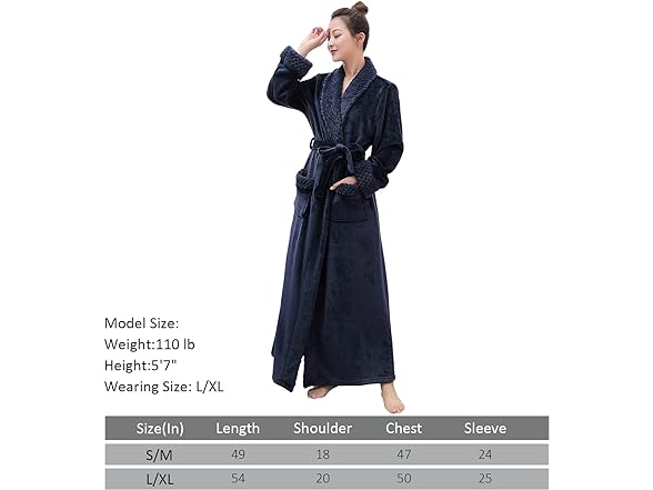 Women's Long Plush Fleece Bathrobe