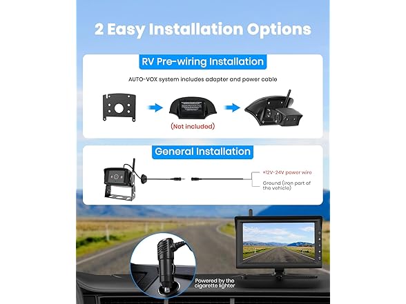 AUTO-VOX 7in Dual Wireless RV Camera