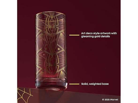 JoyJolt Marvel Spider-Man Legacy Tall Drinking Glasses, 13oz 