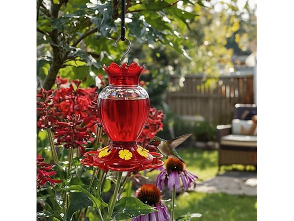 2 Plastic Hummingbird Feeders for Outdoors