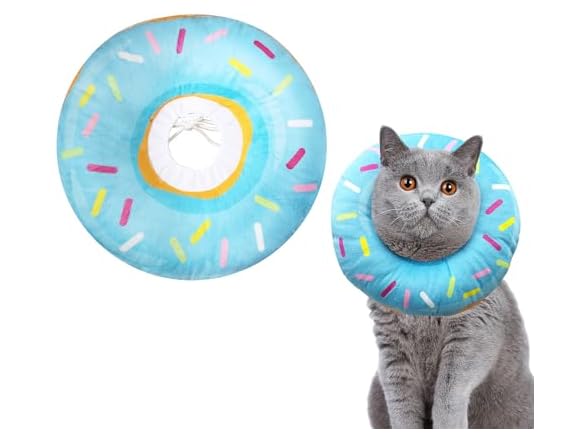 Footfox Cat Cone Collar, Blue, Large