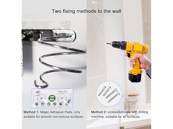 Hair Dryer Holder Wall Mount 2-Pack