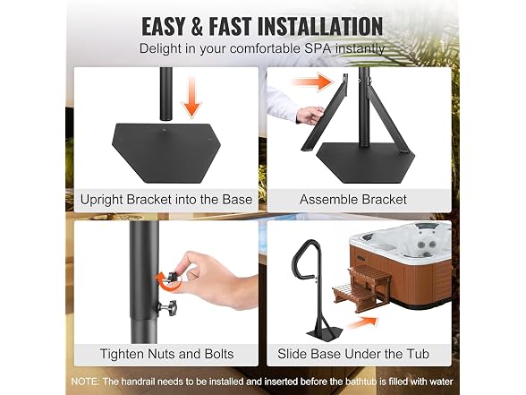 Hot Tub Handrail, 360 Rotatable Spa Side